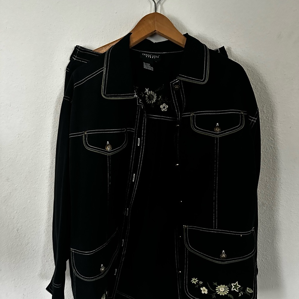 Black Denim Jacket and skirt combo with Decorative Stitching